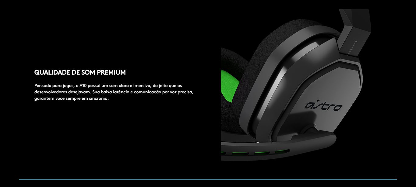 Headset Gamer Logitech Astro A10 XBOX com Fio Preto/Verde